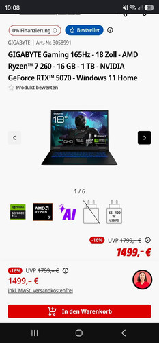 Gigabyte gaming notebook - notebook, 18